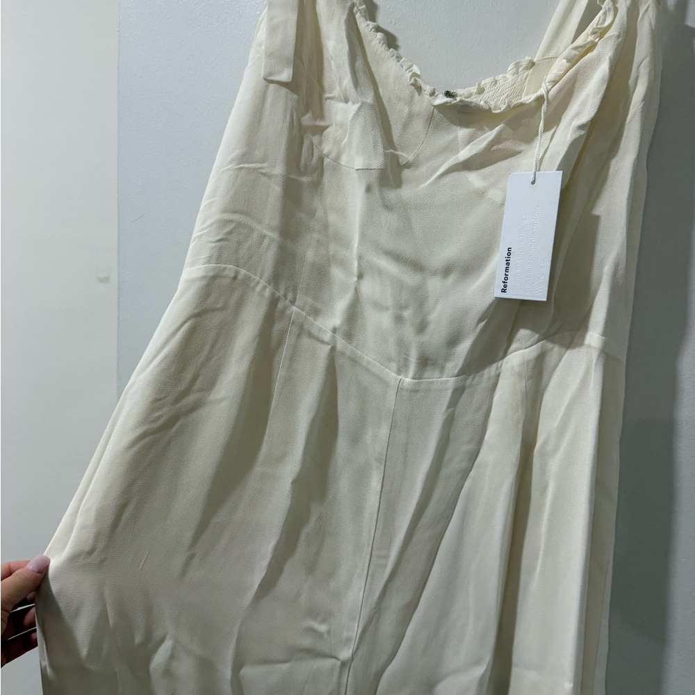 Reformation Ivory Wide-Leg Jumpsuit 🤍 | Sweetheart Neckline – Size 12 - Picture 14 of 16